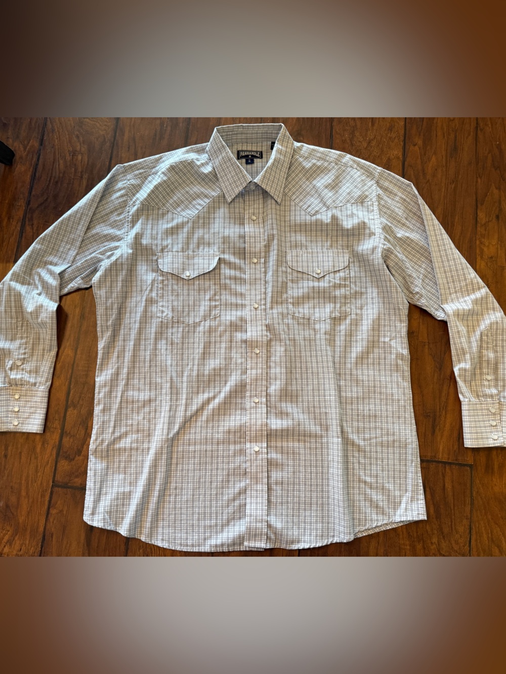 Panhandle Men's White & Pale Blue Plaid Button-Down Shirt